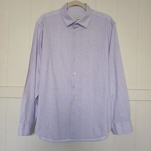 BUGATCHI 8 Way Stretch Shirt Mens XL Long Sleeve Button Up Cotton Blend Lavender
